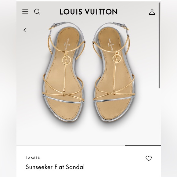 LOUIS VUITTON Sunseeker Flat Sandal Gold/Silver EU37 - Picture 2 of 5